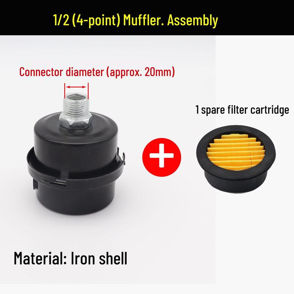 Oil-Free Air Compressor Kit: Direct-Coupled Pump, Silencer Muffler, Air Filter & Element.
