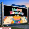 2D Black Rainbow Cute Birthday Backdrop Home Party Celebration Photo Background