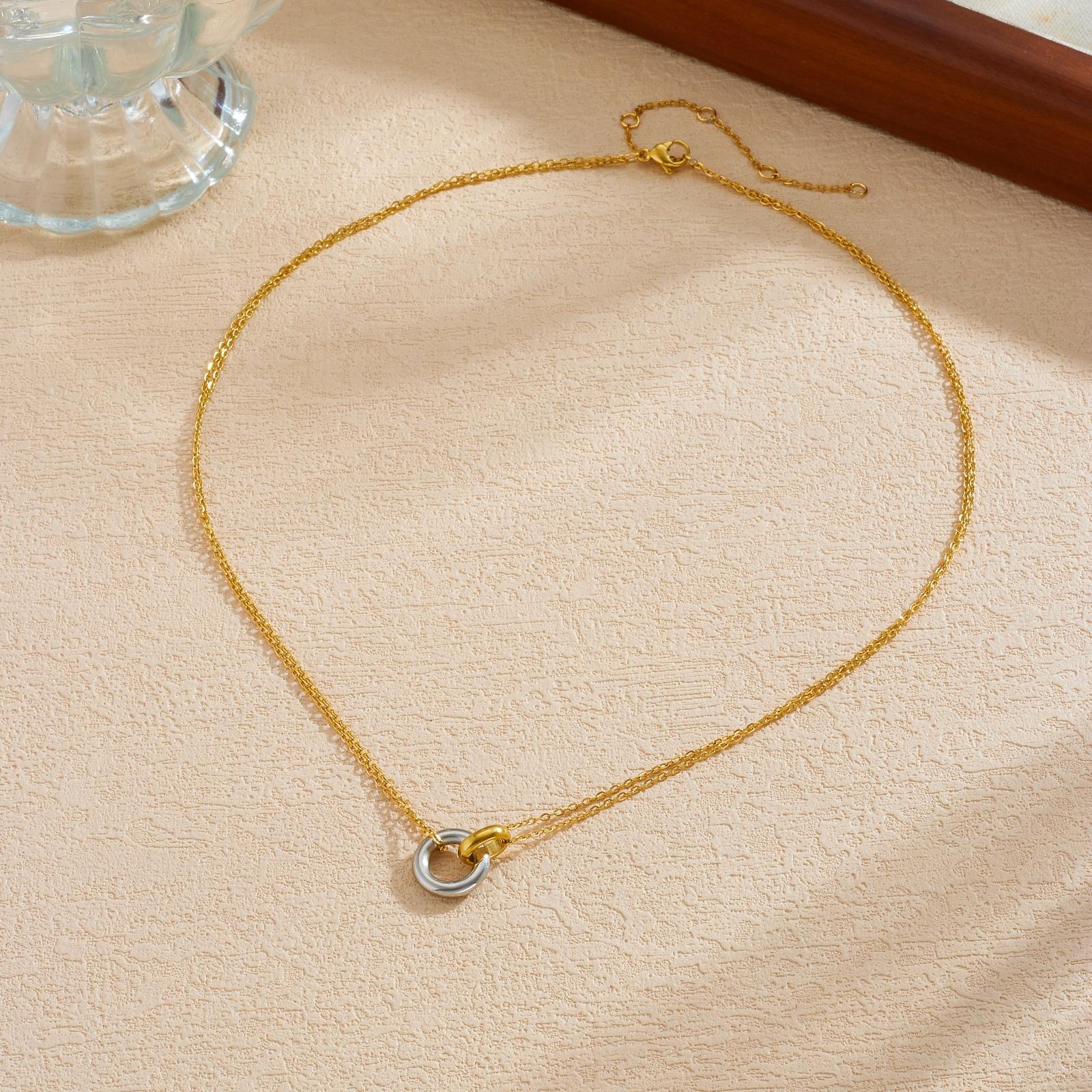 

316L Stainless Steel Interlocking Circle Pendant Necklaces For Women Lady Minimalist Fashion New Trendy Jewelry Party Gift