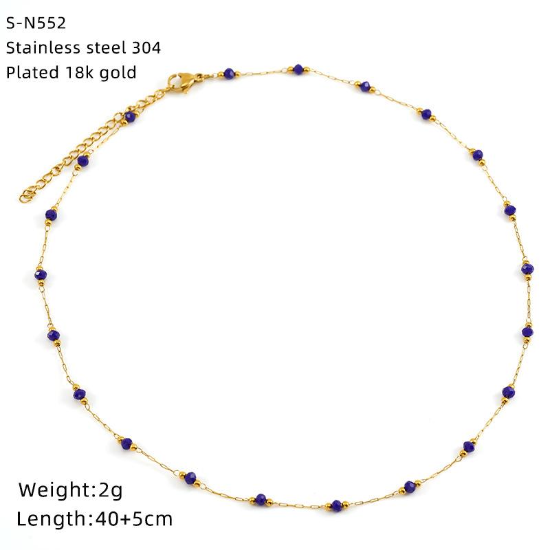 Halskette aus Edelstahl mit glasierten Perlen und Kristallen, süße türkisfarbene Natursteinkette, Persönlichkeit, hochwertige Schlüsselbeinkette