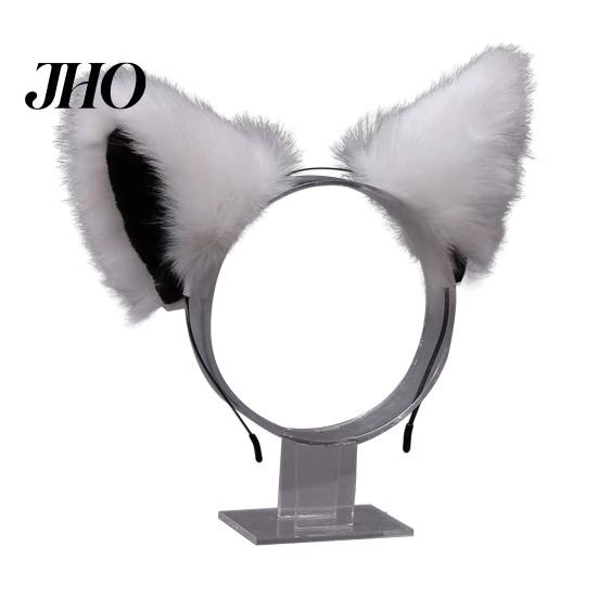 Tiara Ajustável Orelhas de Gato de Pelúcia Cosplay Festa Halloween Feito à Mão Leve Aro de Cabelo Adereço para Fotografia de Ambiente Festivo
