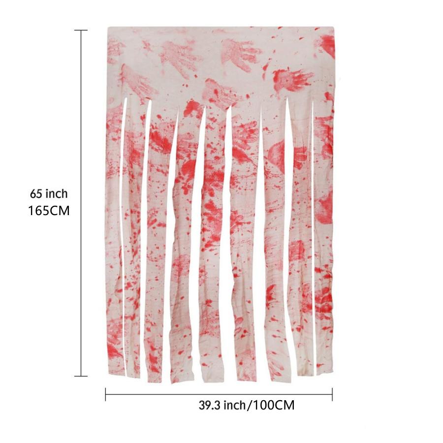 1pcHalloween Blood Handprint Door Curtain Haunted House Realistic Blood-stained Gauze Party Decoration Home Courtyard Door Curta
