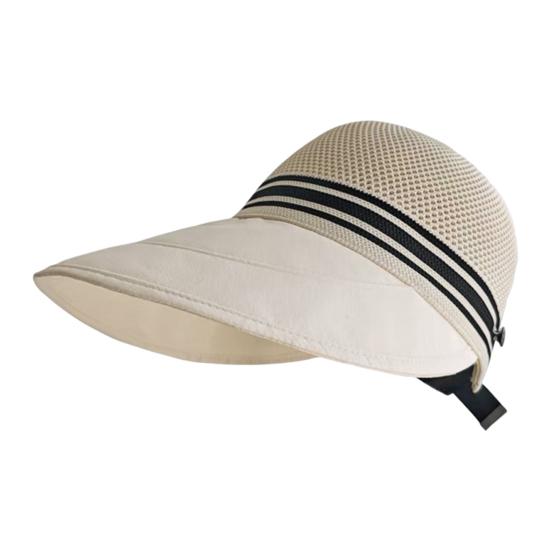 Summer Hat Large Circumference Head Sun Protection Breathable Mesh Hat with Extended бежевый