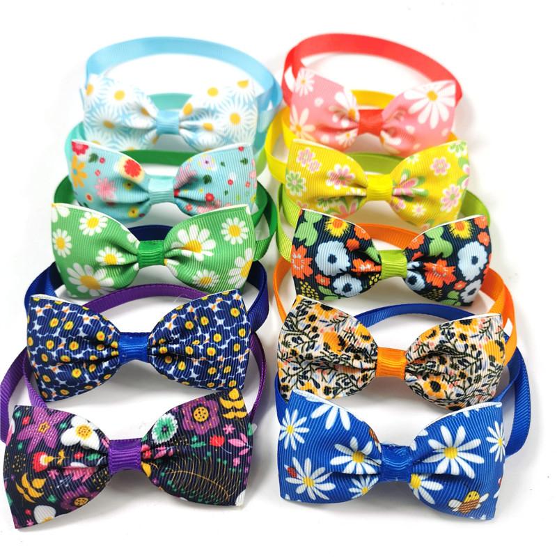 50/100pcs Spring Pet Dog Flower Bow Ties Small Dog Pet Puppy Bow Tie Neckties Dog Grooming Accessories Supplies for Small Dogs