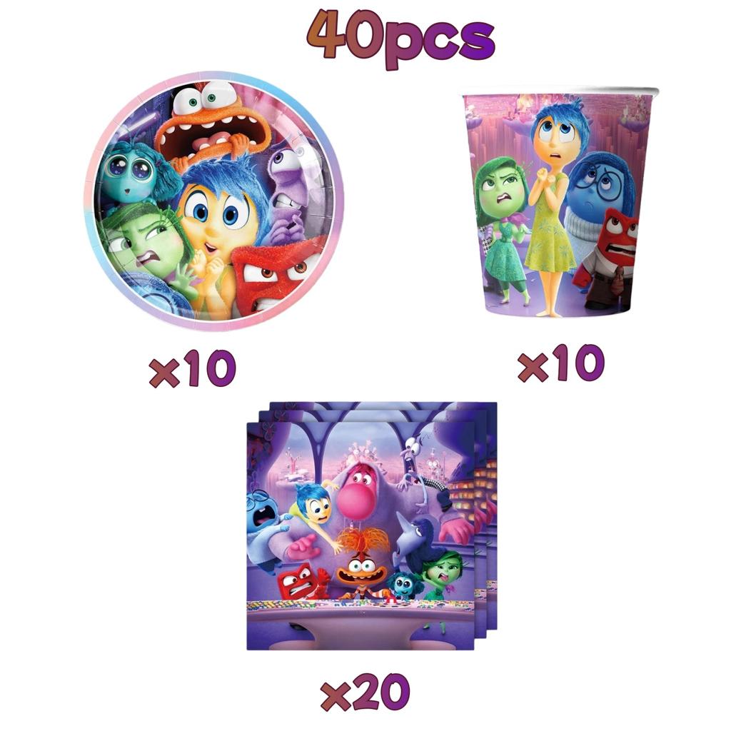 New Inside Out 2 Birthday Party Decoration Supplies Kit Tableware Backdrop Glasses Paper Plates Cups Napkins Balloon for Kids