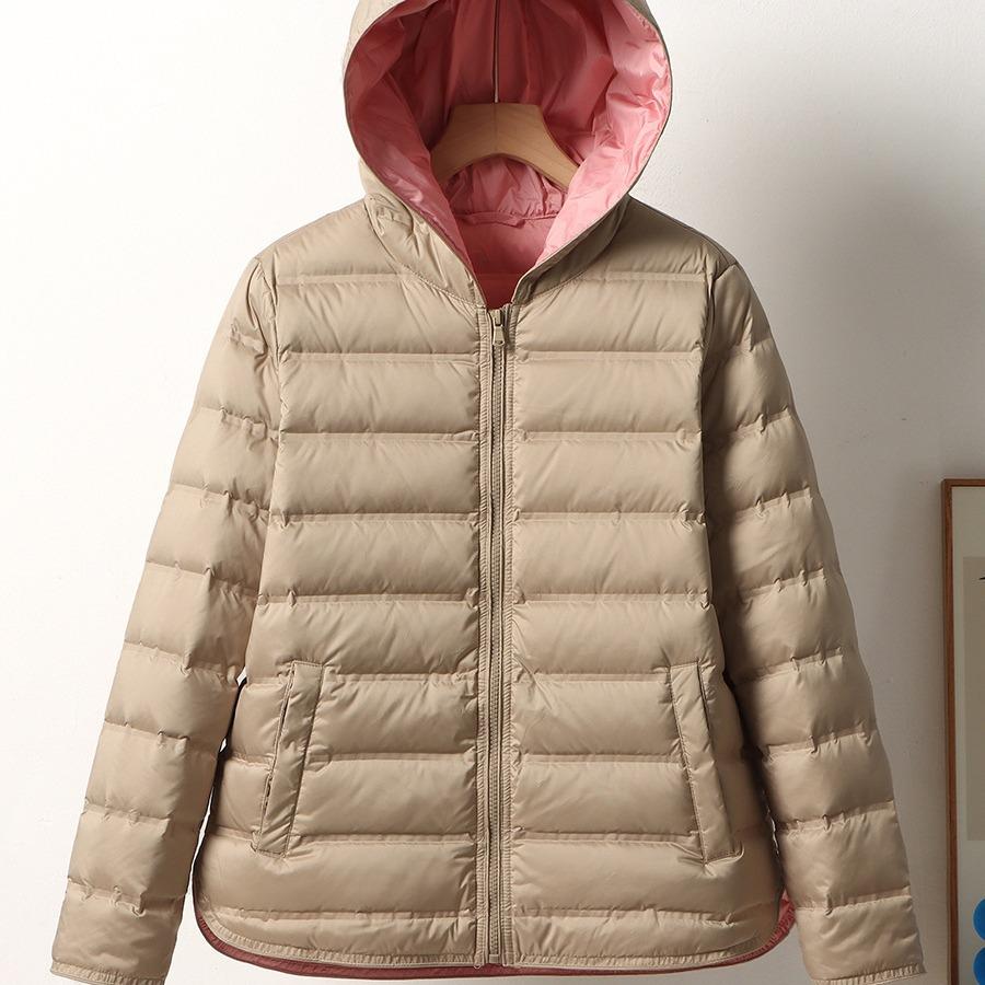 Autumn and winter medium and long light and thin down jackets, women's white duck down, light and warm inside, thin jackets, seamless glue pressing