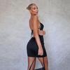 Europäischer und amerikanischer Stil Hosenträgerkleid Damenbekleidung Neckholder Schnürung Nachtclub-Stil Hüftbetontes kurzes Kleid Europäische und amerikanische Beliebtheit