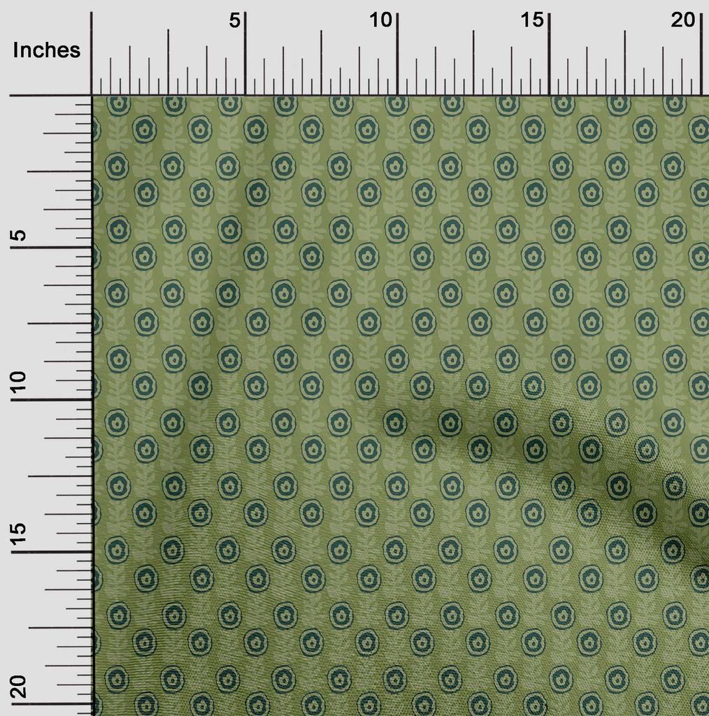 oneOone Cotton Flex Fabric Leaves & Floral Block Printed Craft Fabric BTY 40 Inch