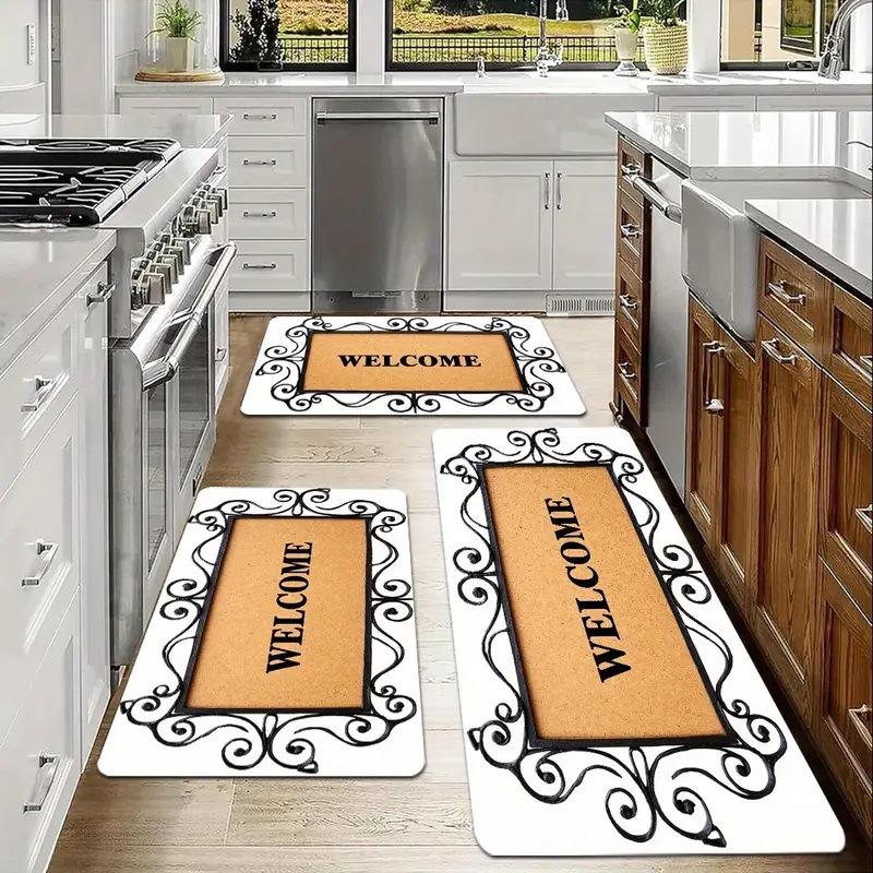 

Letter Printed Crystal Velvet Household Oil Resistant and Easy To Maintain Kitchen Mat Home Decoration Door Mat 40*60cm [crystal velvet]