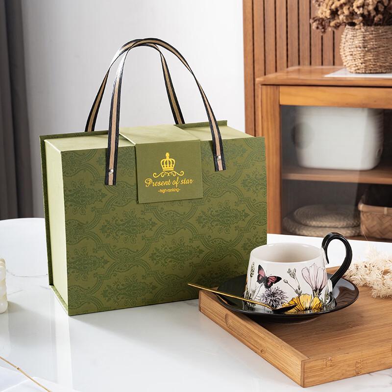 Shangqi Keramik-Kaffeetasse mit hohem Henkel & Untertasse Set