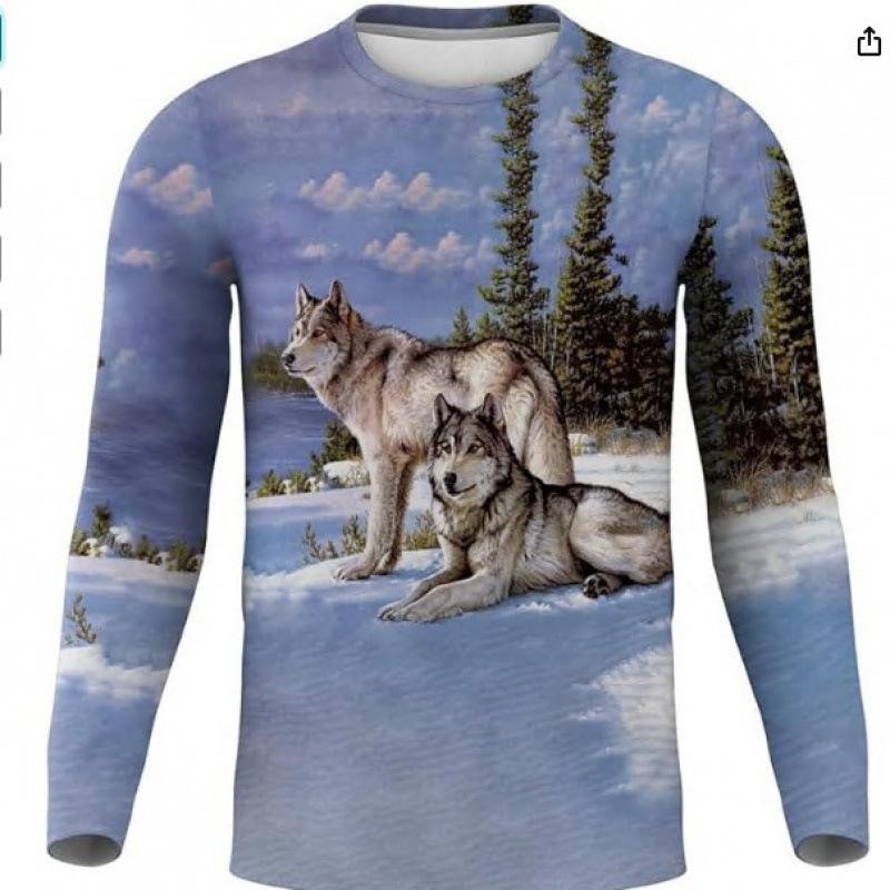 Herren Langarm T-Shirt Tier Tiger Wolf 3D Digitaldruck Bequem Übergröße Personalisiert Modisch Herbst Winter Langarm T-Shirt
