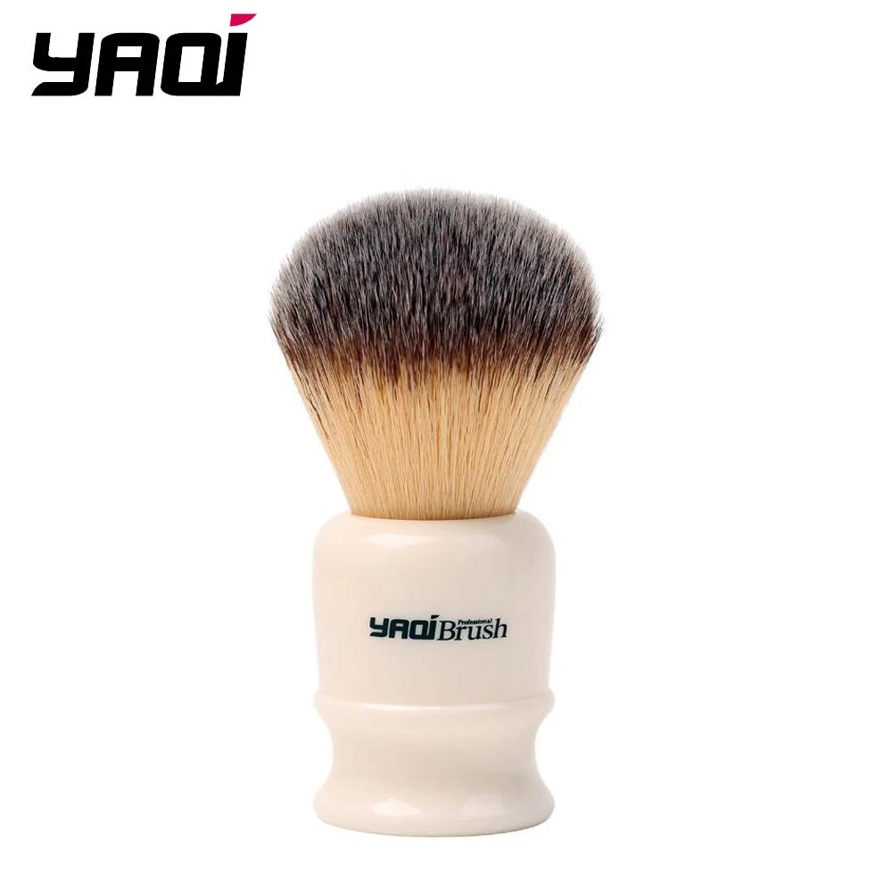 Yaqi White Handle 22MM Yellow Synthetic Hair Knot Mens Wet Shaving Brush Simple Fashion Stand Shaving Brush YAQI