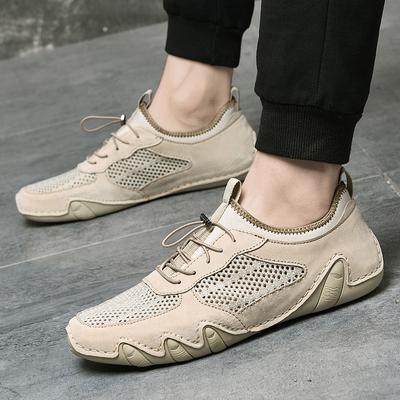 Herren Freizeitschuhe Neue Sommer Mesh Schuhe Herren Atmungsaktive Dünne Echtleder Schuhe Tragbare Allround Trendschuhe