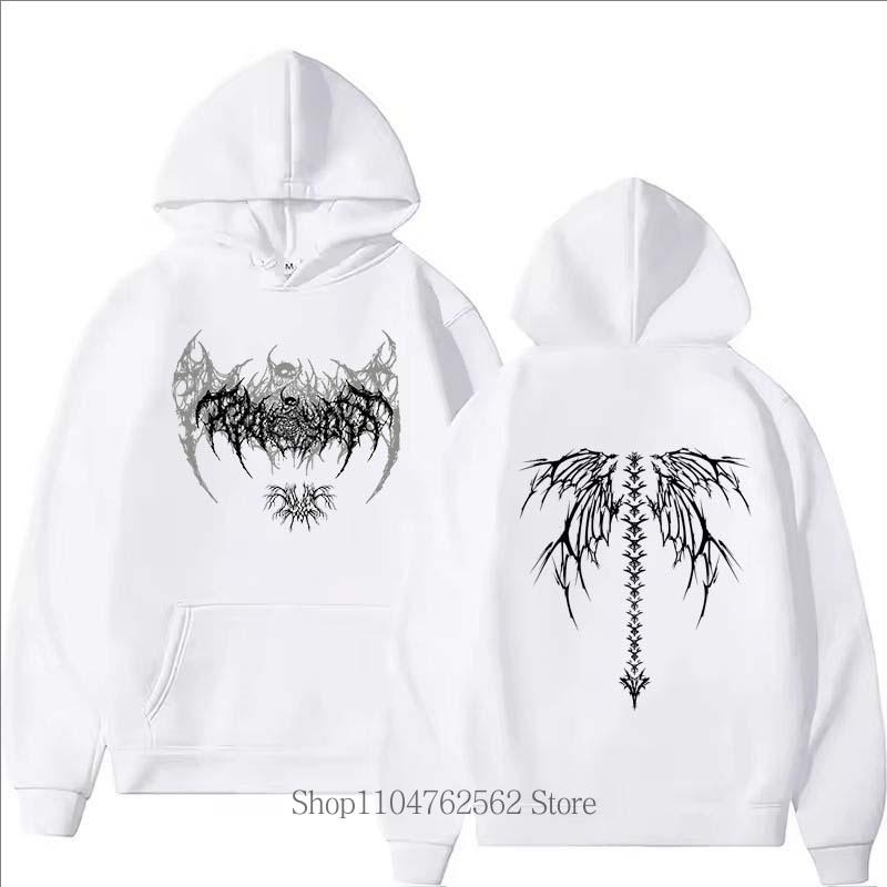 2025 New Wing Print Hoodie Men Women Casual Fashion Harajuku Gothic Y2K Pullover Autumn Winter Fleece Long Sleeve Sweatshirts