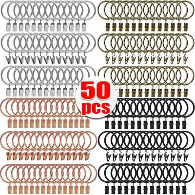 Metal Curtain Rod Clip Rustproof Drapery Rings Hooks Home Bathroom Decorative Curtain Rods Hangers Hanging Photos Hats Clips