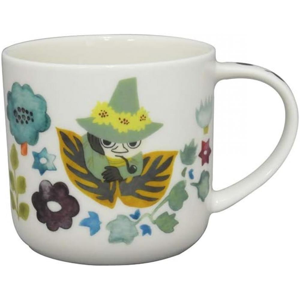 Кружка-гербарий Moomin от Yamaka Shoten, узор Снусмумрик, белая, около 350 мл, Mm2103