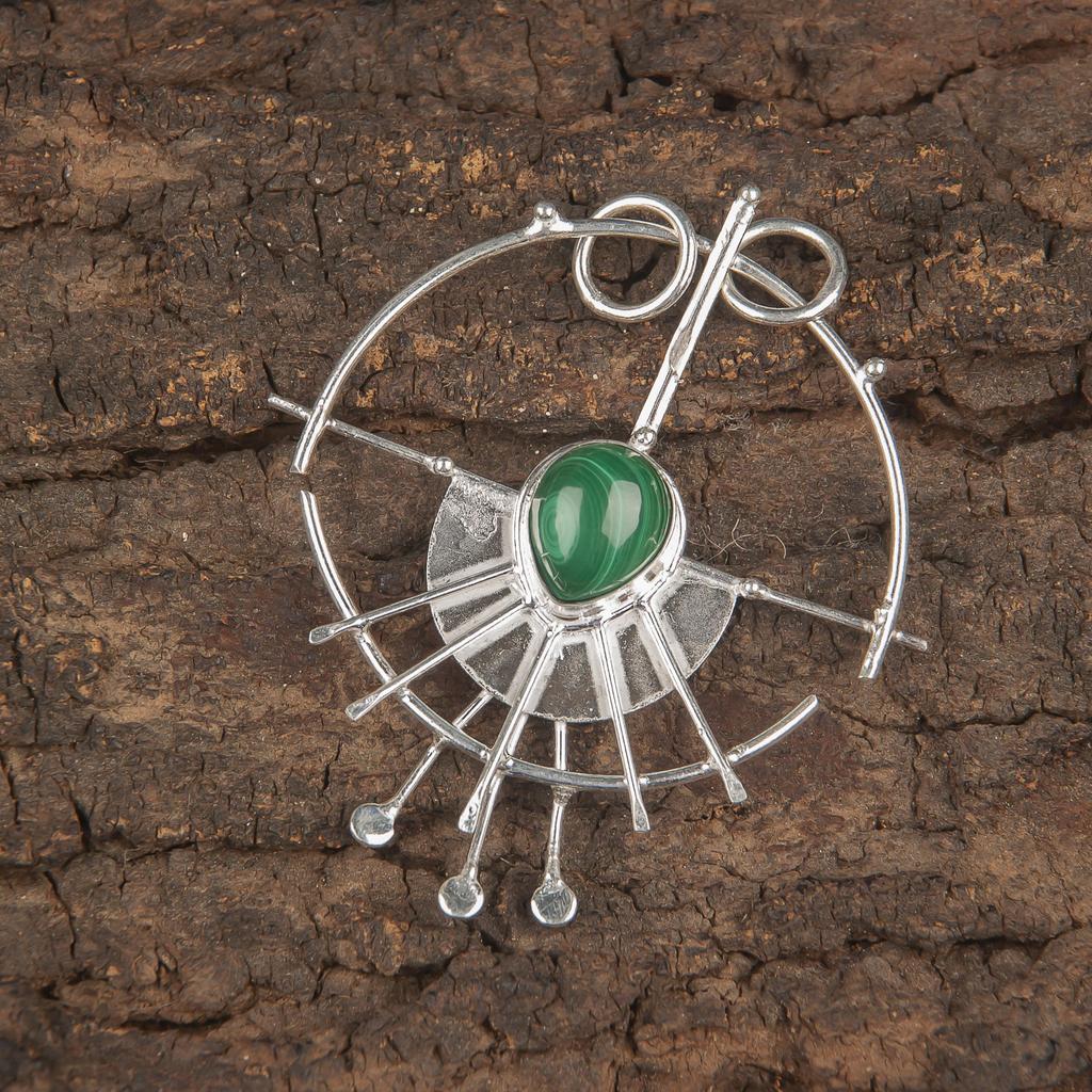 Malachite Pendant, 925 Sterling Silver Pendant Jewelry. Gift For Women Handmade Pendant Gemstone Jewelry