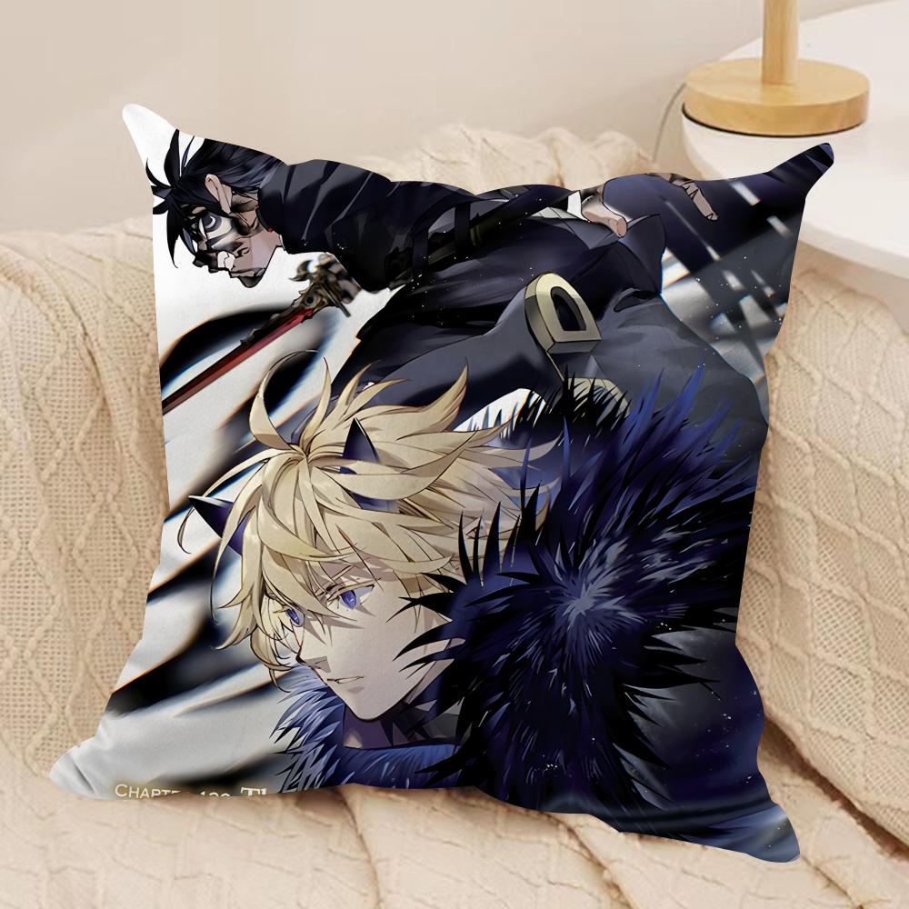 SSeraph Of The End Cushion Cover Silky Short Plush Invisible Zipper Dustproof Sofa Pillow Case For Home Decor