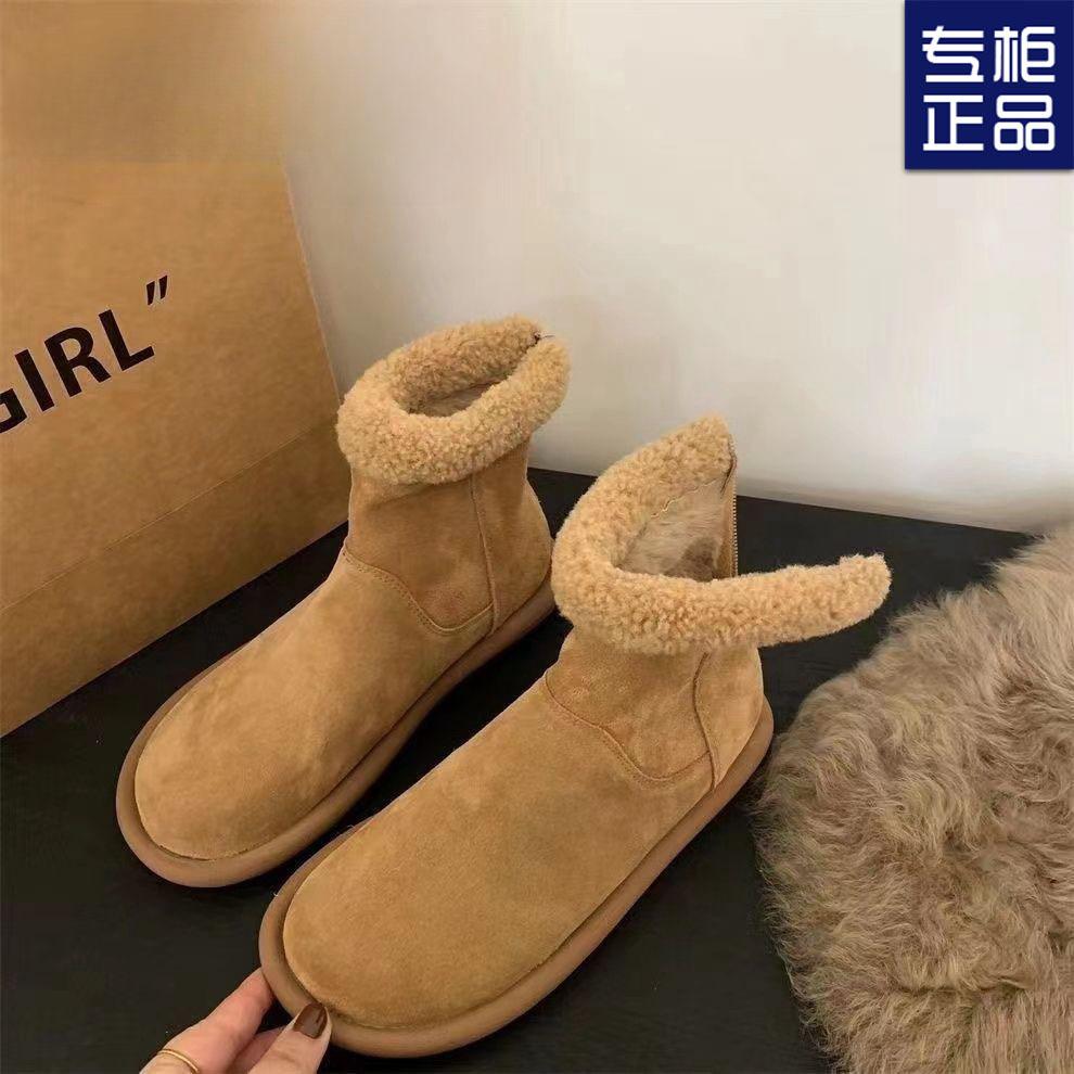 

Ретро осенне-зимние теплые бархатные хлопковые ботинки универсальные на толстой подошве женские ботинки новые пушистые короткие ботинки Мори зимние ботинки 40 хаки