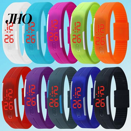Orologio da polso digitale touch con cinturino sportivo LED rosso in silicone moda uomo donna