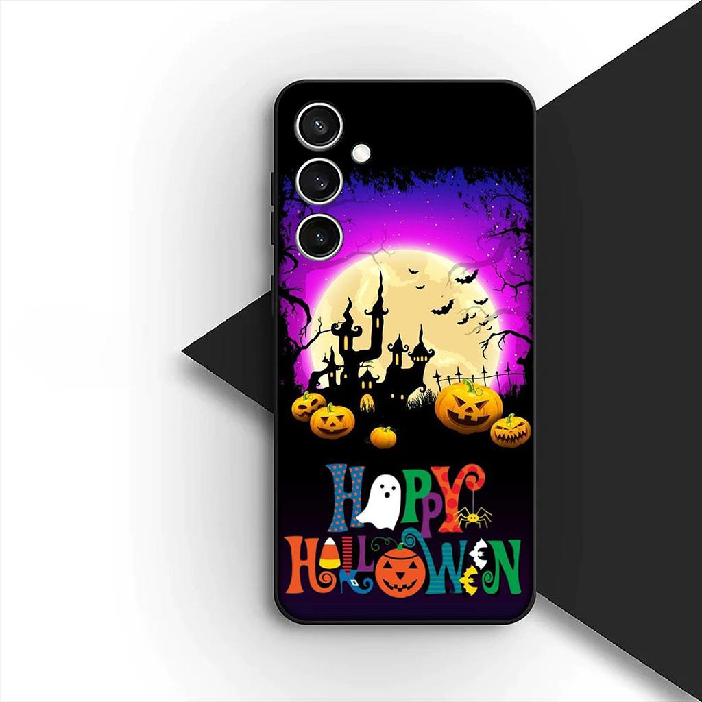for Samsung Galaxy A35 A36 A55 A26 A05 A06 A14 A50 A51 A53 A54 A12 A13 A23 Phone Case with Little Ghost Halloween Pumpkin Flower