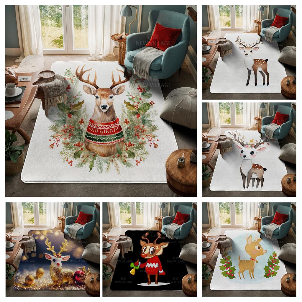 House Entrance Carpet Home Door Mat Living Room Bath Foot Bathroom Non-slip Water Absorption Rugs Bath Merry Christmas Winter