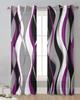 Abstract Lines Gradient Purple Sheer Curtains for Living Room Decoration Window Curtains Kitchen Tulle Voile Organza Curtains