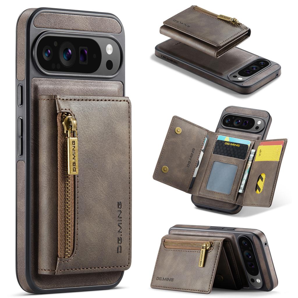 DG.MING M5 Series For Google Pixel 9 Pro XL Case Detachable Magnetic Leather Phone Cover with Card Slots