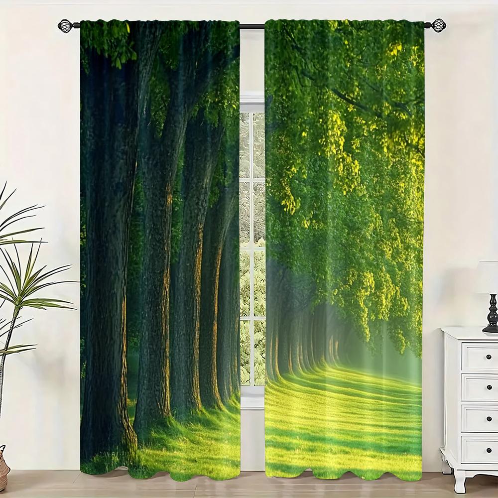 

2 шт., Шторы для окон Forest1 Блэкаут Полиэстер Декор для стен Подходит для комнаты/спальни/Оконный декор 29x65in(75x166cm)