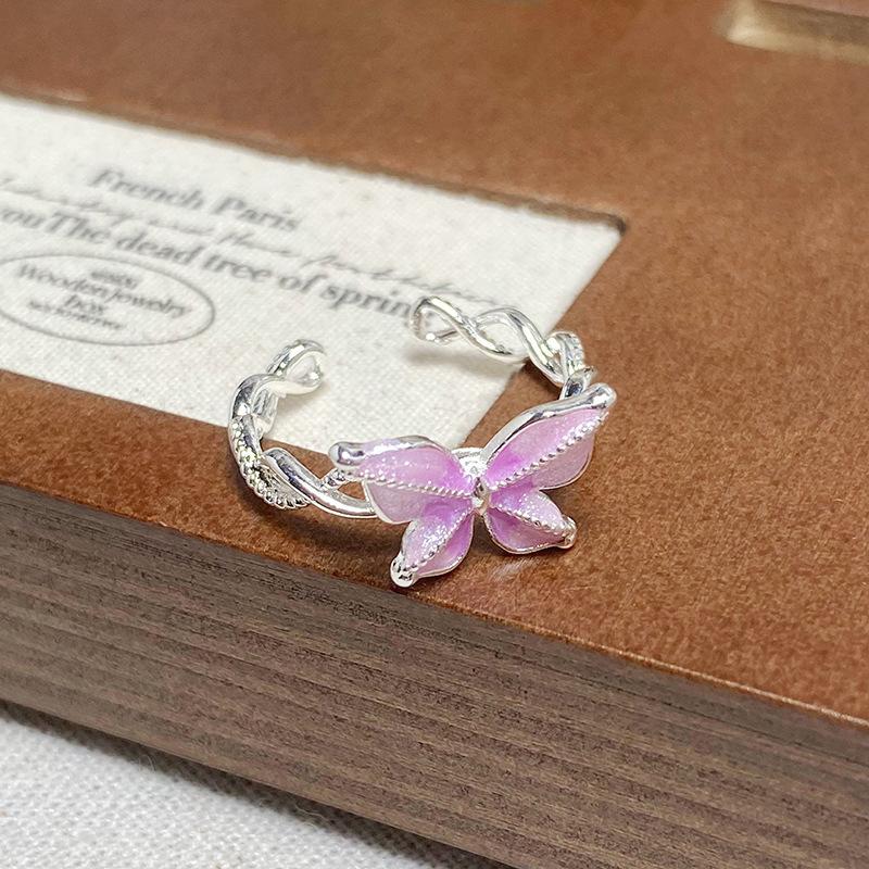 [Qixi Festival Romance] Purple Enamel Dripping Oil Zir*****Pening Ring Butterfly Personality Sweet Dream Niche Ring