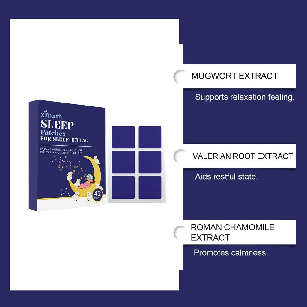 42 Stück Ximonth Schlafaufkleber lindern Müdigkeit helfen schnell beim Einschlafen langanhaltendes Schlaf-Patch zur Behandlung von Schlaflosigkeit für erholsamen Schlaf