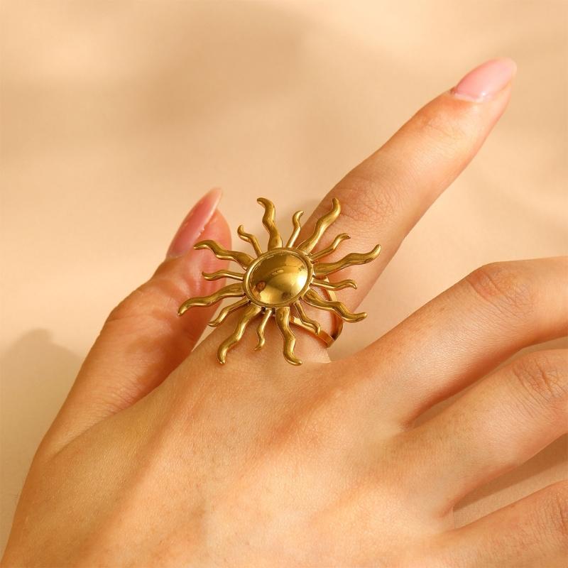 Elegant Finger Rings Party Accessories Sun/Heart Shape Weddings Rings Stainless Steel Texture Perfect for Casual Outfits