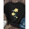 Women'S "Flying Smiling Face Stars" Print Short Sleeve T-shirt | Fashionable Casual Style, Soft and Breathable, Medium Elasticity, Machine Washable,