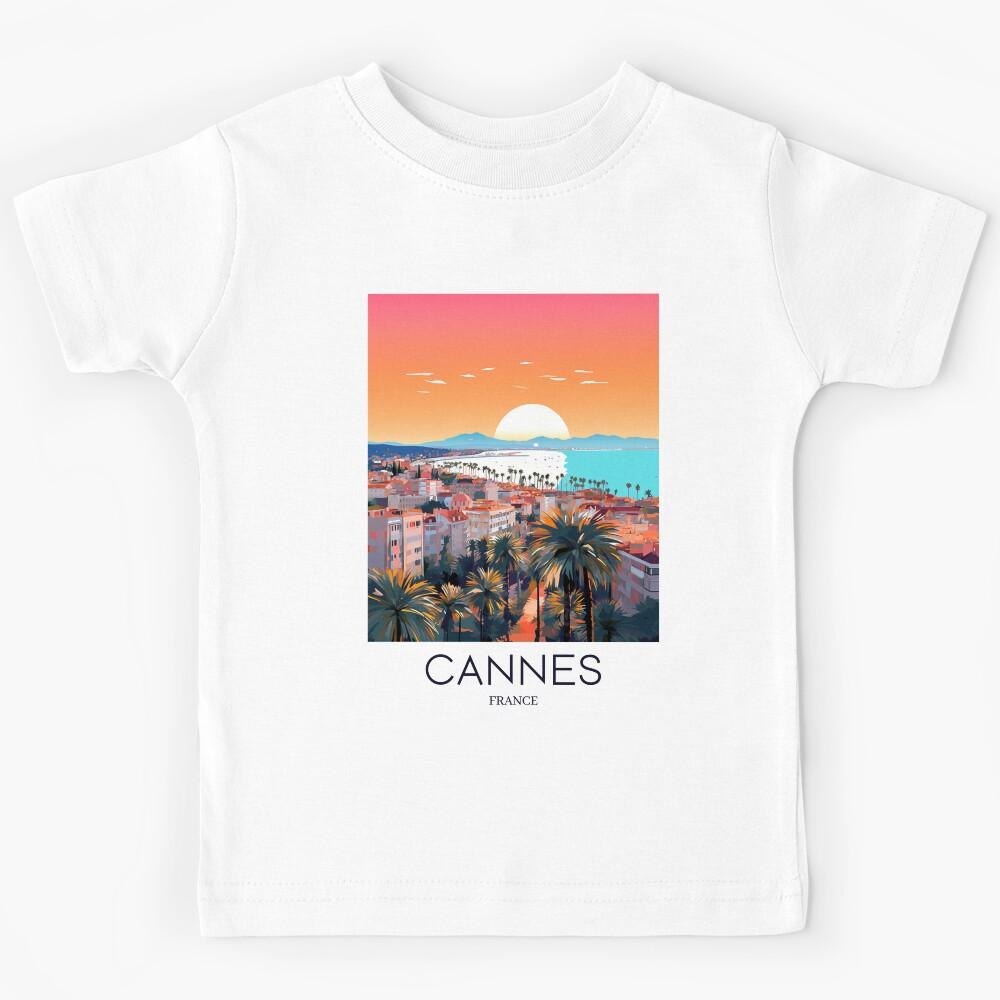 A Pop Art Travel Print of Cannes - France Kids T-Shirt 130