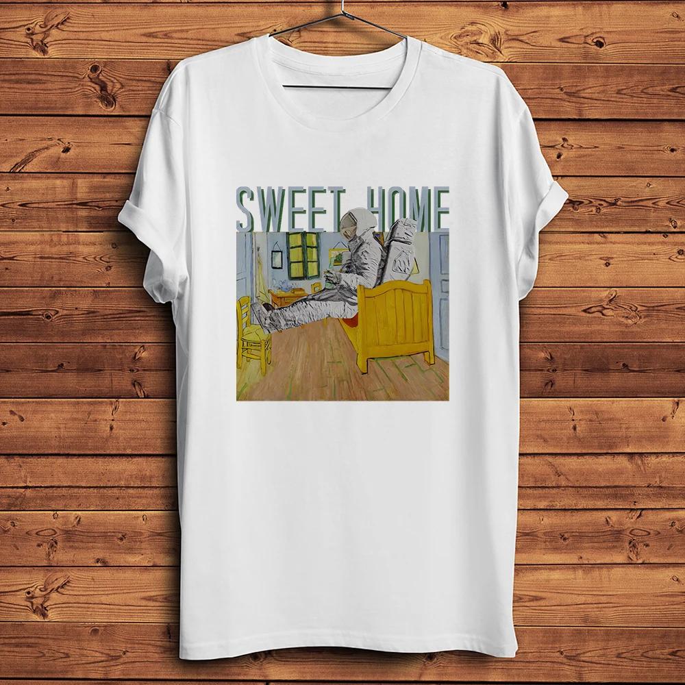 Astronaut in Starry Night Vacation Funny Van Gogh Artistic T Shirt Unisex Casual Short TShirt Unisex Streetwear Tee Breathable