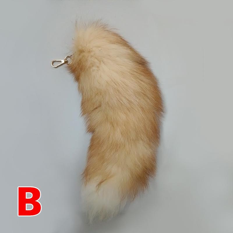 Cute Wolf Fox Tail Fur Car Keychains For Women Men Pompom Pendant Key Ring Holder Fluffy Keychain Accessories Gift For Girl