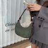 Lässige grüne Achseltasche Damen Neu Vintage Hot Girls Leder Einfarbige Schultertasche Weiblich Retro Elegante Handtasche Geldbörse
