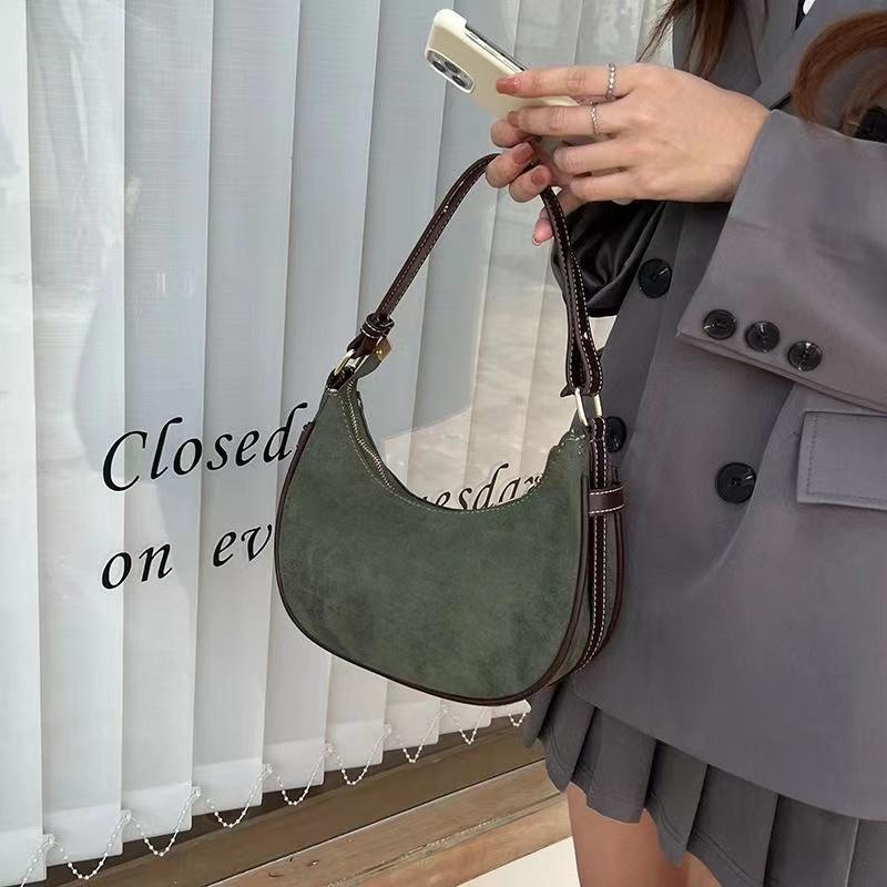 Lässige grüne Achseltasche Damen Neu Vintage Hot Girls Leder Einfarbige Schultertasche Weiblich Retro Elegante Handtasche Geldbörse