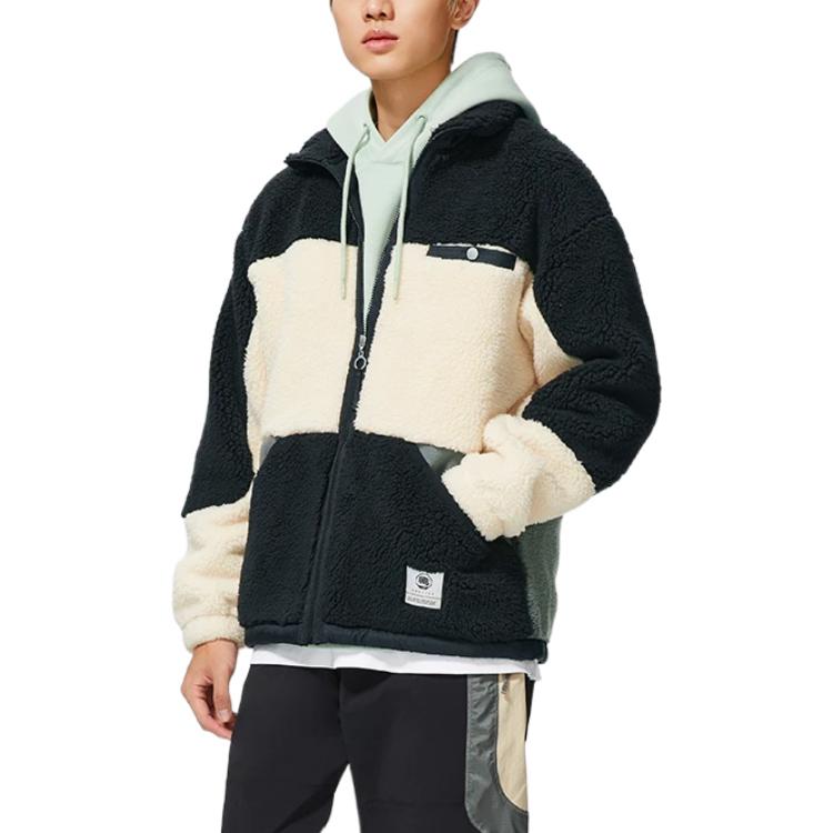 Li Ning Badfive Fleece Lined Sherpa Coat With Temperature Locking Quick Warm Thermal Sportswear Jacket Men's White AFDSA71-3