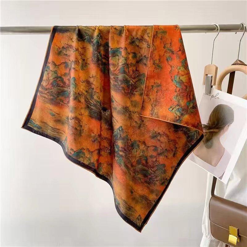 New Autumn and Winter Imitation Cloud Yarn Double-sided Fashionable Silk Scarf for Women Warm Cold Shawl Snail Dual-purpose Scarf