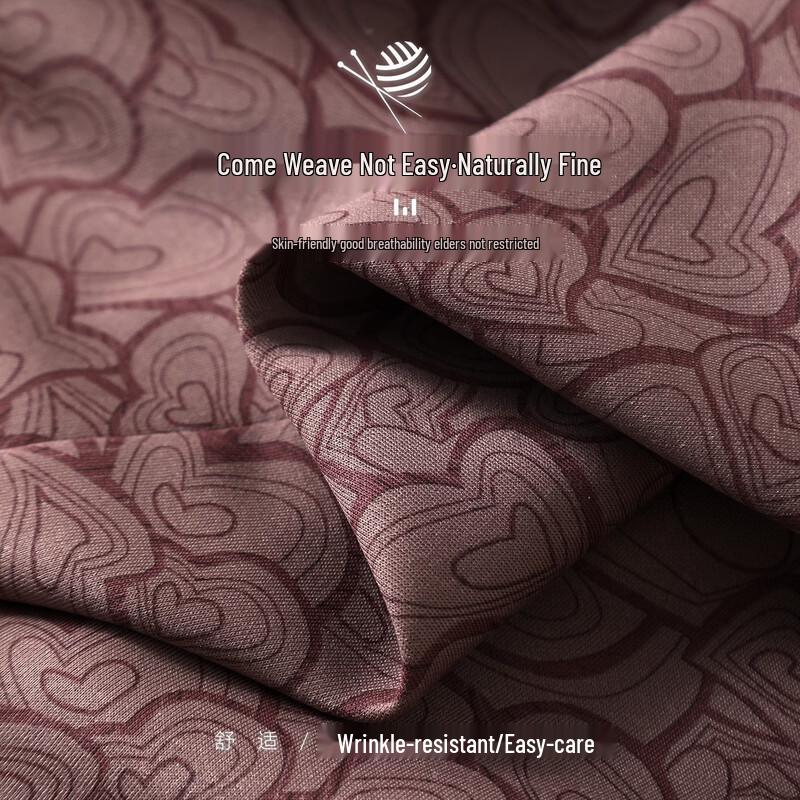 Yuzhaolin Elderly Women's Heart Pattern Button-Down Shirt