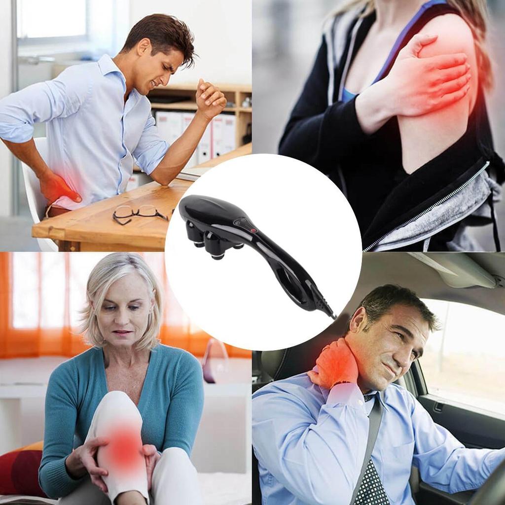 Elektrisk handhållen massageapparat med 4 huvuden Infraröd Body Nacke Ryggmassage Hammer Set