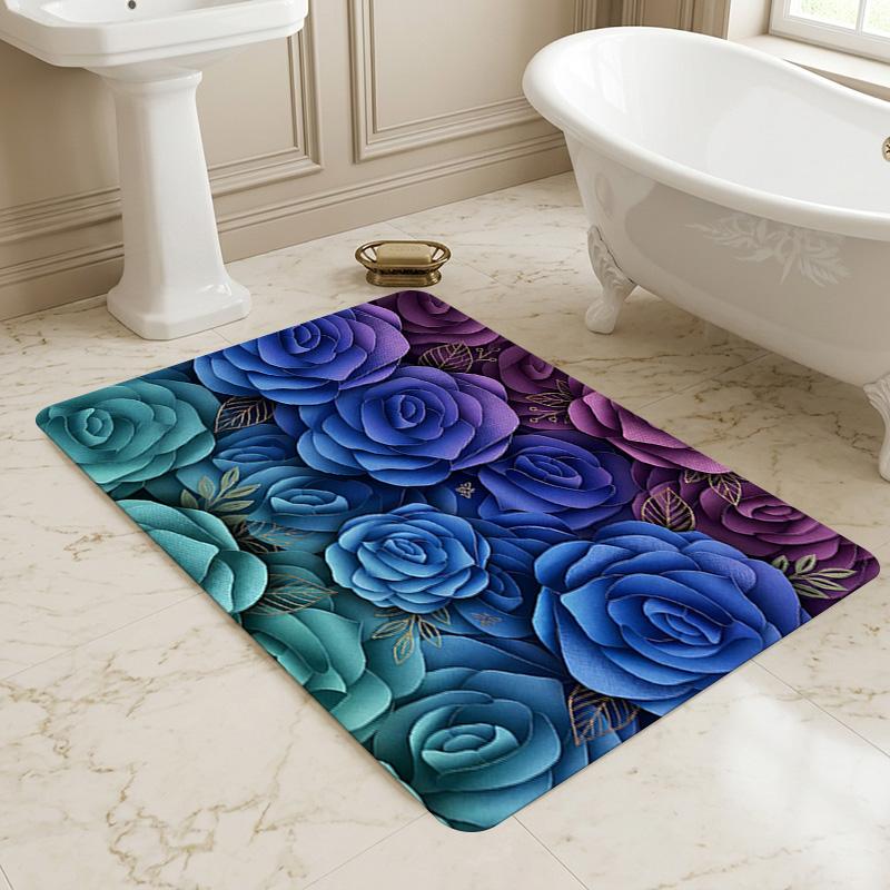 Blue Roses Living Room Nonslip Area Rug Soft Carpet For Bedroom Game Playroom Sofa Office Home Decor Doormat Christmas Gift C929120