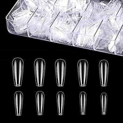 500 Pieces 10 Different Sizes Faux Nails and Caps Acrylic Nail Caps For Nail Art Long Nail Nail Nail With Transparent Box Faux Acrylic Nails