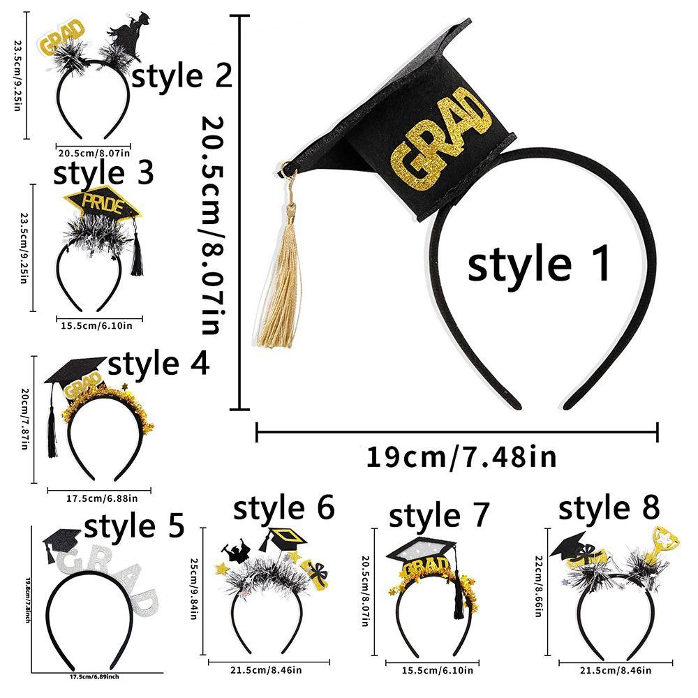 Celebrate Graduation Headband Shiny with Tassels Doctor Hat Hair Hoop Glitter Graduation Season Party Headpiece Party Favors