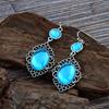 Stylish Bohemian Blue Pendant Ethnic Exotic Gemstone Earrings