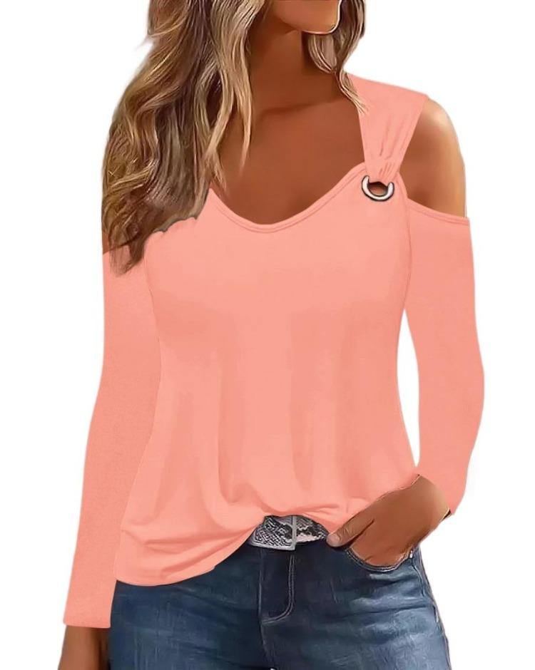 Damen Lässig Sommer Blumenmuster Langarm U-Ausschnitt Bluse Mode Shirts