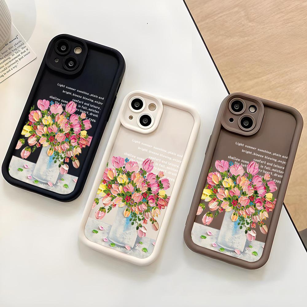 Colorful Floral Soft Phone Case for Apple 12/13/14/15 Pro Max — Full Coverage, Drop-proof, Creative Design