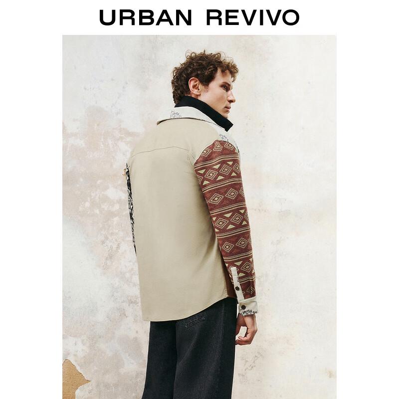 UR Men's 2025 Spring Color Block Jacquard Lapel Shirt