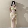 Thailand Ginger Yellow Niche Split Flower Bikini Island Vacation Slimming Hot Three-piece Swimsuit Women